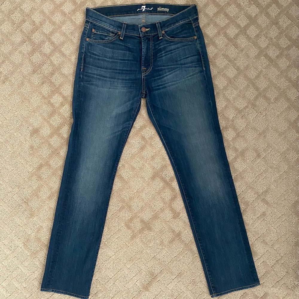 7 For All Mankind Slimmy Mens Jeans, Size 32, Color Mid Blue